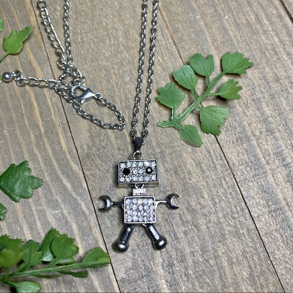 Moveable Silver Robot Necklace|Unique| Adjustable - Picture 2 of 5